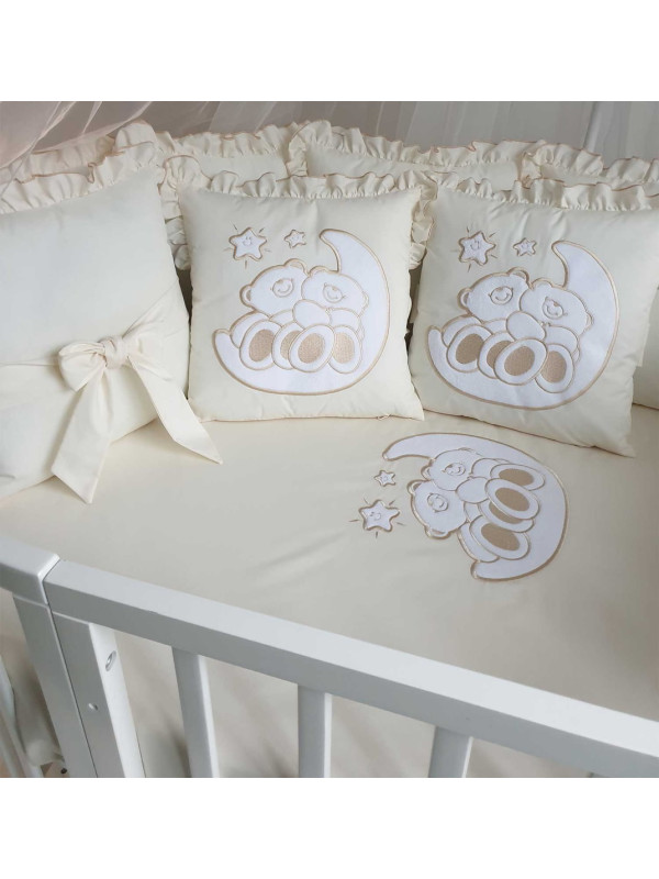 Комплект в круглую кроватку Диана-Мишки на луне бежевый