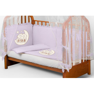 Комплект в кроватку Диана-Мишки на луне сирень