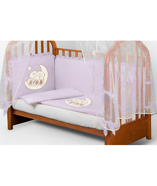 Комплект в кроватку Диана-Мишки на луне сирень