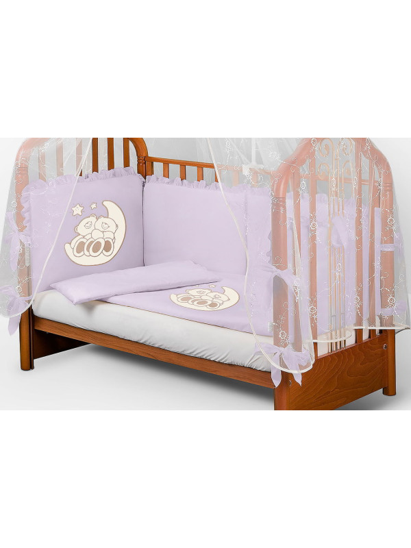 Комплект в кроватку Диана-Мишки на луне сирень
