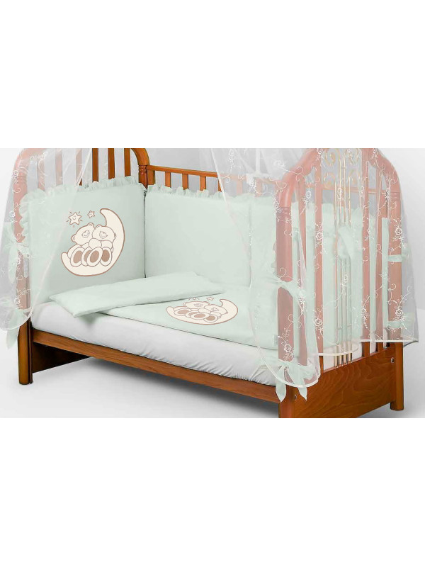 Комплект в кроватку Диана-Мишки на луне салатовый