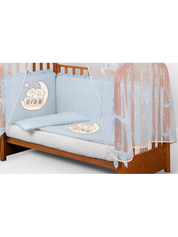 Комплект в кроватку Диана-Мишки на луне голубой