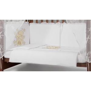 Комплект в кроватку Диана-Мишка в кругу звезд белый