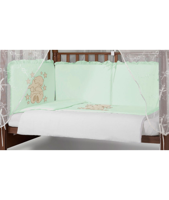 Комплект в кроватку Диана-Мишка в кругу звезд салатовый
