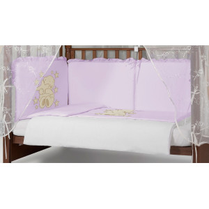 Комплект в кроватку Диана-Мишка в кругу звезд сирень