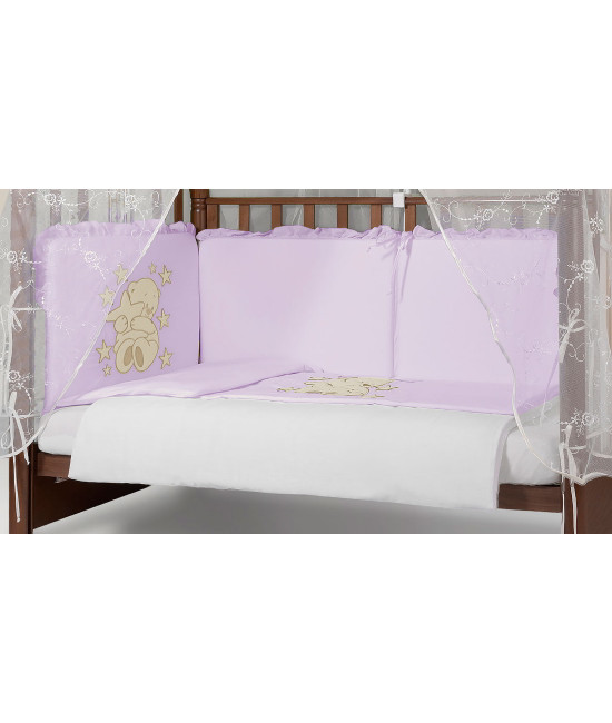 Комплект в кроватку Диана-Мишка в кругу звезд сирень