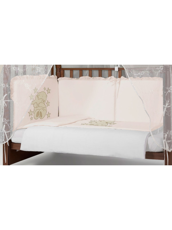 Комплект в кроватку Диана-Мишка в кругу звезд крем