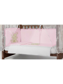 Комплект в кроватку Диана-Мишка в кругу звезд розовый