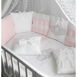 Универсальный комплект в кроватку Жемчужина розовый
