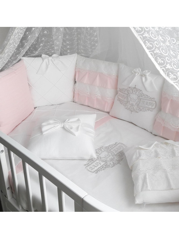 Универсальный комплект в кроватку Жемчужина розовый