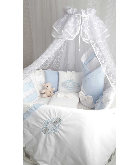 Комплект в круглую кроватку Жемчужина голубой