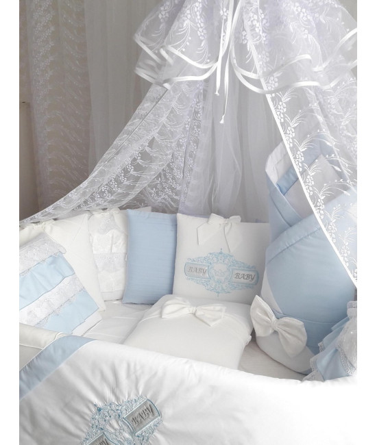 Комплект в круглую кроватку Жемчужина голубой