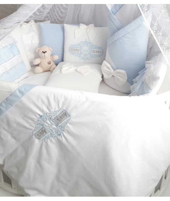 Комплект в круглую кроватку Жемчужина голубой