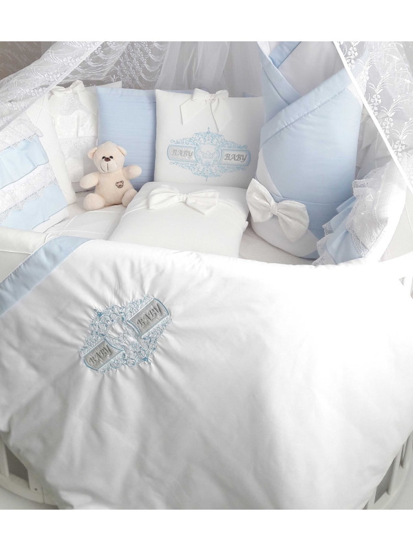 Универсальный комплект в кроватку Жемчужина голубой