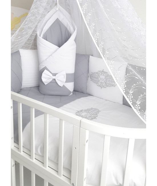 Комплект в круглую кроватку Odelis серый