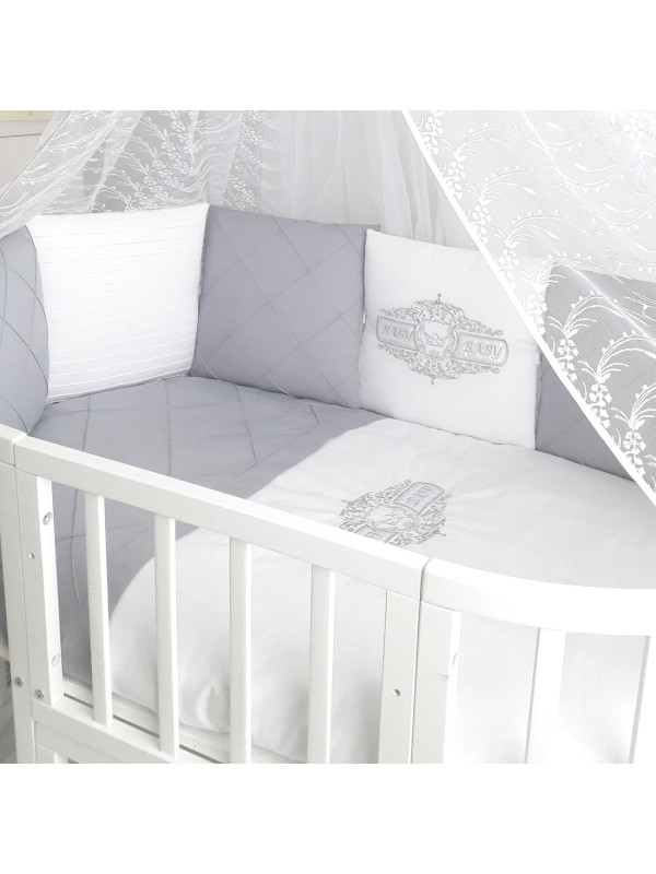 Комплект в круглую кроватку Odelis серый