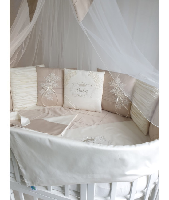 Комплект в круглую кроватку EcoLine Olivia песочный