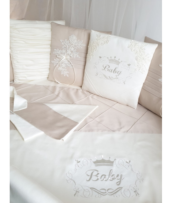 Комплект в круглую кроватку EcoLine Olivia песочный