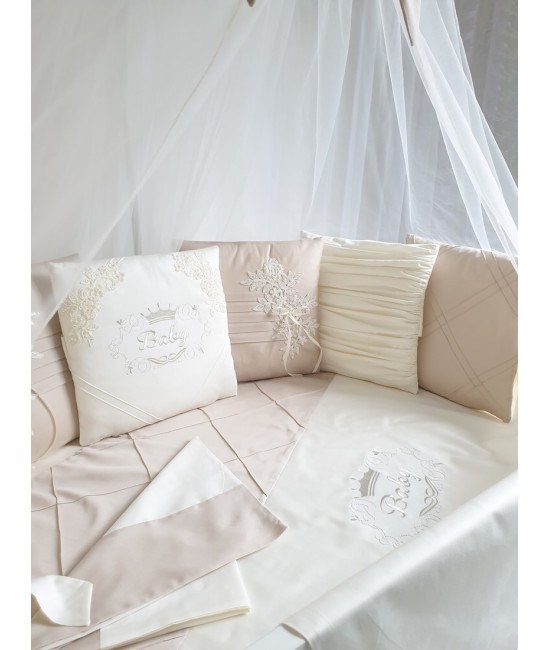 Комплект в круглую кроватку EcoLine Olivia песочный