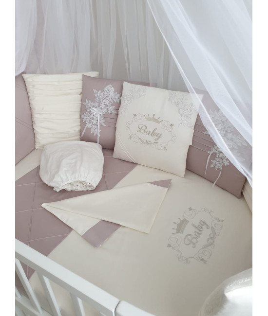 Комплект в круглую кроватку EcoLine Olivia лиловый