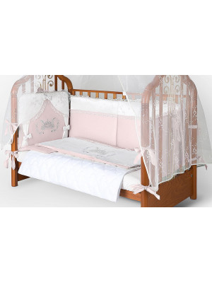 Комплект в кроватку Риччи Карета с перьями розовый