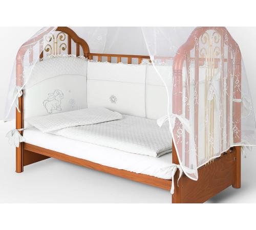 Комплект в кроватку Скандинавия кристалл-Зайка белый