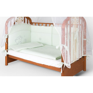 Комплект в кроватку Скандинавия кристалл-Зайка салатовый