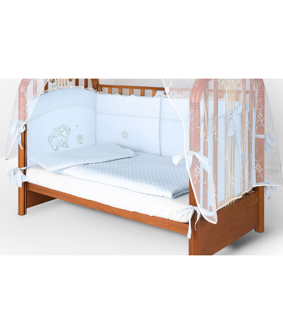 Комплект в кроватку Скандинавия кристалл-Зайка голубой