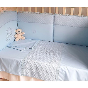 Комплект в кроватку Скандинавия кристалл-Зайка голубой