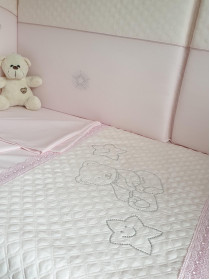 Комплект в кроватку Скандинавия кристалл-Мишка плюшевый розовый