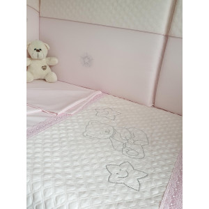 Комплект в кроватку Скандинавия кристалл-Мишка розовый