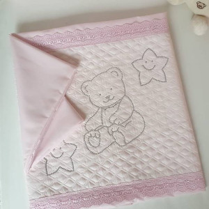 Комплект в кроватку Скандинавия кристалл-Мишка розовый