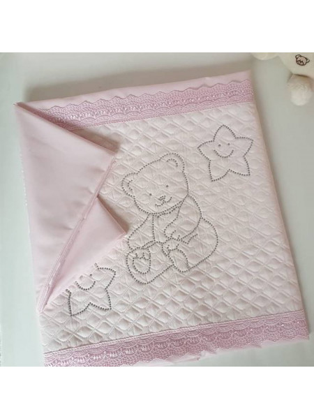 Комплект в кроватку Скандинавия кристалл-Мишка плюшевый розовый