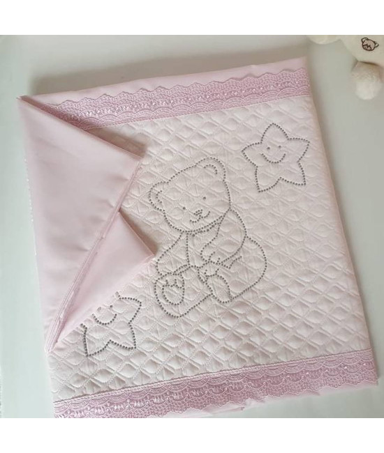 Комплект в кроватку Скандинавия кристалл-Мишка розовый