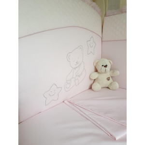 Комплект в кроватку Скандинавия кристалл-Мишка розовый