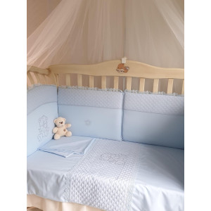 Комплект в кроватку Скандинавия кристалл-Мишка голубой
