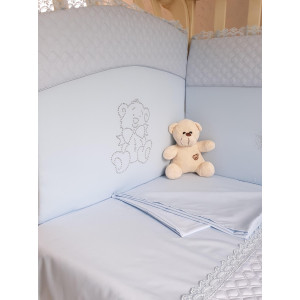 Комплект в кроватку Скандинавия кристалл-Мишка голубой