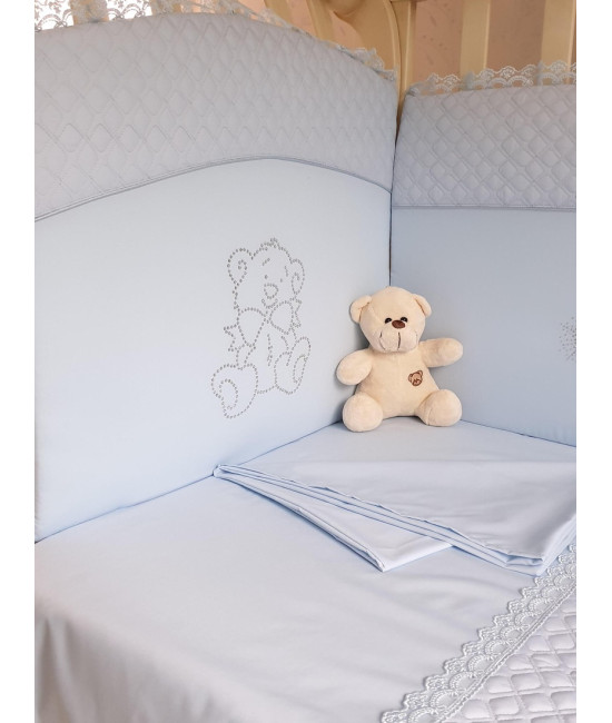 Комплект в кроватку Скандинавия кристалл-Мишка голубой