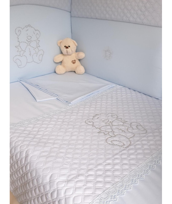 Комплект в кроватку Скандинавия кристалл-Мишка голубой