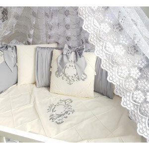 Комплект в круглую кроватку Stella серый