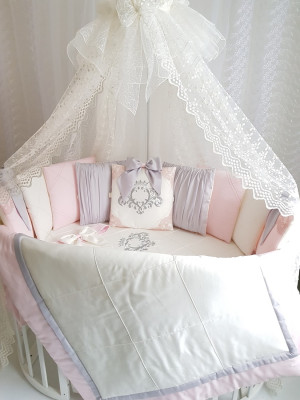 Комплект в круглую кроватку Stella розовый