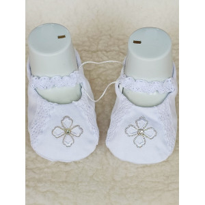 Туфельки для крещения с серебряным крестиком