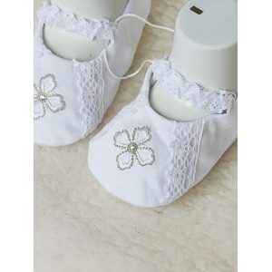 Туфельки для крещения с серебряным крестиком