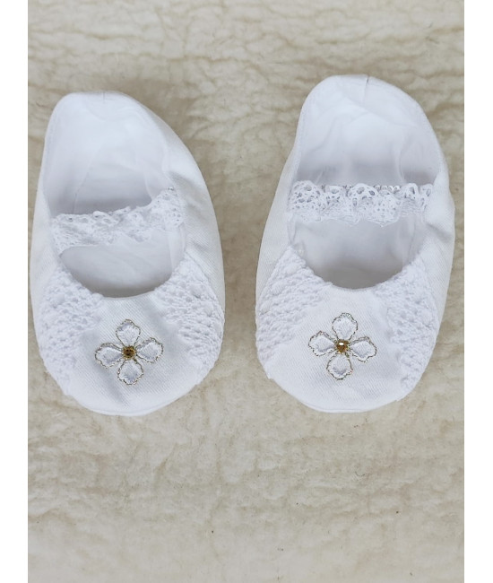 Туфельки для крещения с золотым крестиком