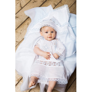 Крестильный набор Александр с кружевным полотенцем