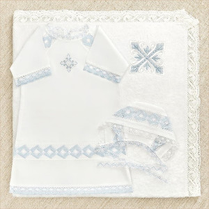 Крестильный набор Александр с кружевным полотенцем