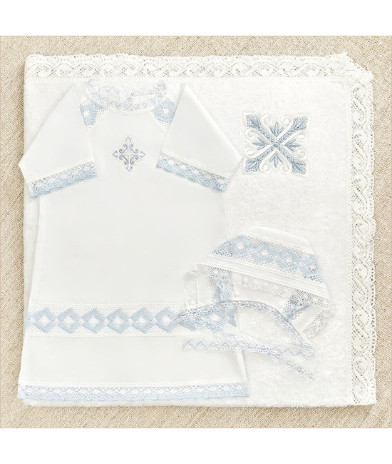 Крестильный набор Александр с кружевным полотенцем