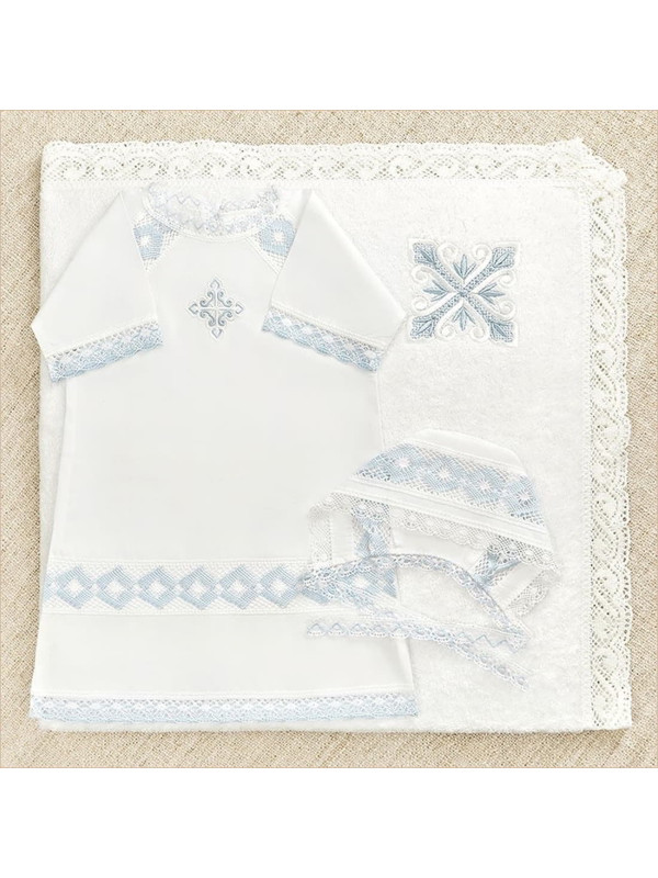 Крестильный набор Александр с кружевным полотенцем