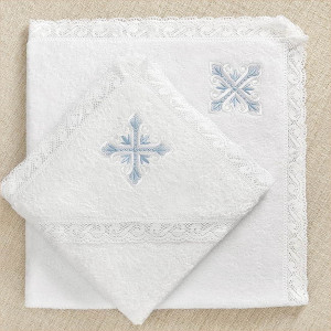 Крестильный набор Александр с кружевным полотенцем