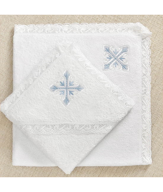 Крестильный набор Александр с кружевным полотенцем